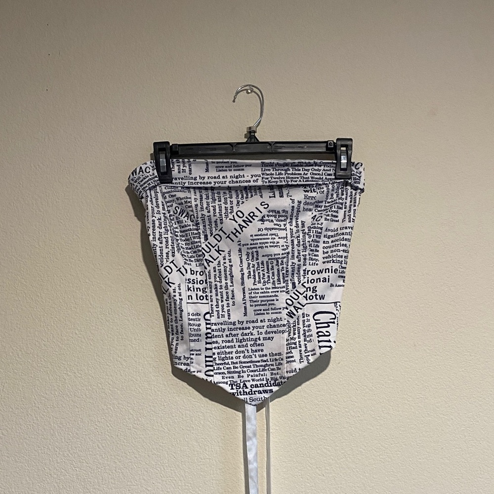 Newspaper Print Tube Tank Top - Black & White